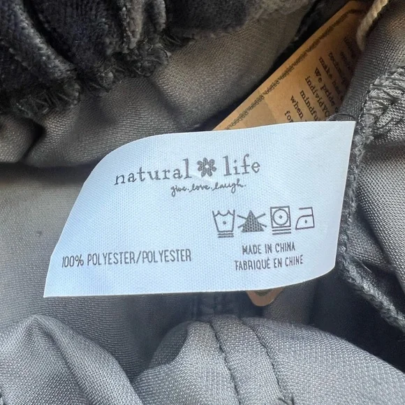 NWT Natural Life Medium Dakota Tie Velvet Overalls Jumper Charcoal Wide Leg Boho - Picture 8 of 11